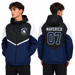 Veste coupe-vent personnalisée pour homme avec logo des Panthers brodé, nom et numéro au dos, coupe-vent à capuche, vêtements d'équipe, vente en gros, OEM, vente en gros, Pro - Product Image 3