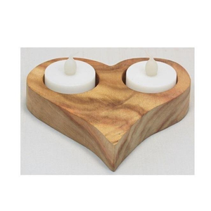 Portavelas rústico de madera, hecho a mano con madera natural maciza, para difundir una cálida y relajante luz de velas en espacios acogedores. - Product Image 3