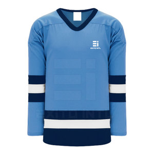 Camiseta de Hockey sobre Hielo Personalizada al por Mayor, Absorbente de Humedad, 100% Poliéster, Cuello en V, Uniforme de Equipo OEM, Manga Larga, para Hombre, Joven y Adulto, Color Azul Cielo - Product Image 2