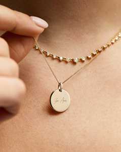 จี้สลักชื่อได้ สร้อยคอทองคำแท้ 14k เพชรกลมเพาะเลี้ยง ตัวอักษรย่อ สร้อยแบบเคเบิ้ล เรียบง่าย สวมใส่ได้ทุกวัน เครื่องประดับคุณภาพสูง - Product Image 4
