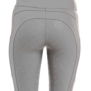 Leggings de equitación de talle alto para mujer con bolsillos para teléfono, ajuste moderno, asiento completo con agarre, color gris - Product Image 6