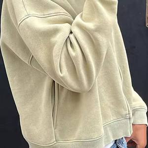 เสื้อฮู้ดซิปผู้ชายทรงโอเวอร์ไซส์ พิมพ์ลาย ผ้าเฟรนช์เทอร์รี่ สวมใส่สบายๆ สำหรับฤดูใบไม้ร่วง สีเขียวอ่อน ผ้าฝ้ายถัก โลโก้ที่แขนซ้าย - Product Image 3