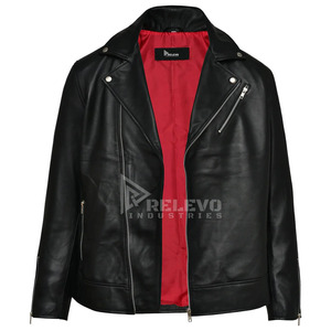 Eco-Friendly Vegetable Tanned <b>Leather</b> <b>Jacket</b> | Sustainable Luxury Menswear Supplier Printed Zip-Front <b>Men's</b> <b>Jacket</b> - Product Image 2