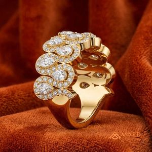 Bague en Moissanite pour Femme, Coupe Poire, Grappe, Bande Large, Plaqué Or, Argent Sterling 925, Style Statement, Fiançailles, Mariage, New York Bridal NY - Product Image 2
