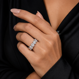 Anillos de Eternidad de Oro Sólido de 14K con Diamantes Cultivados en Laboratorio de Forma Ovalada de 4*6mm, D VVS, para Regalo de Compromiso o Cita - Product Image 2