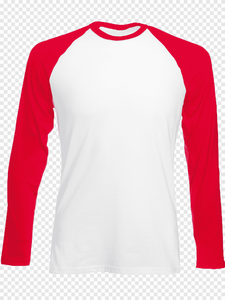 เสื้อยืดแขนราแกลนผู้ชาย สีขาวแดงตัดกัน คอกลม ทรงปกติ สวมใส่สบาย ผ้าถักเนื้อฝ้าย สีพื้น ดีไซน์เรียบง่าย - Product Image 1