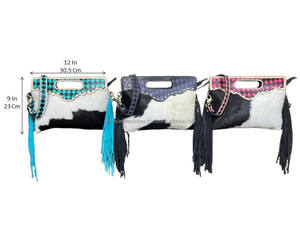 Sac à main en cuir de vachette personnalisé avec franges, motif à carreaux, poignée supérieure, sac à bandoulière en cuir véritable pour femmes - Product Image 2