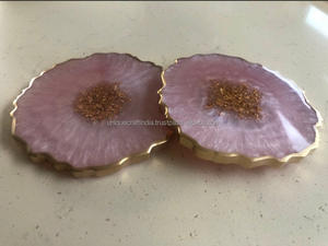 Posavasos de resina de alto brillo Sparkling Grace, diseño moderno con patrones brillantes e incrustaciones de latón, venta al por mayor - Product Image 6