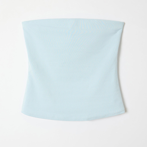 Wholesale Women's Sky <b>Blue</b> Bandeau <b>Top</b> Double Layer Stretch Polyester Spandex Strapless <b>Crop</b> <b>Top</b> - Product Image 6