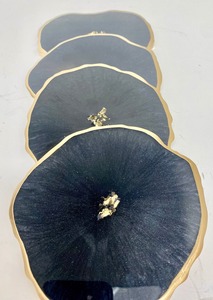 Extreme Black Plated Design Resin Coaster Material Extra Good Cost mats pads Most Quality <b>Glitter</b> Design Resin Epoxy Coasters - Product Image 2