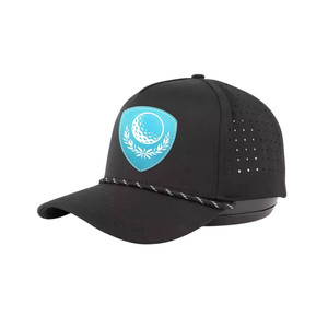 Gorra de Golf Transpirable con Logotipo Personalizado al por Mayor, 5 Paneles, Orificios Cortados con Láser, Parche de PVC de Goma con Logotipo Frontal, Cierre Trasero de Plástico con Cuerda - Product Image 2