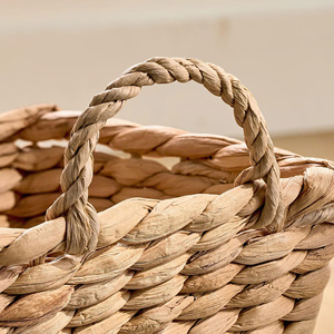 Panier conique en jacinthe d'eau tressé à la main avec poignées en boucle, panier de rangement en jacinthe d'eau pour l'organisation du linge - Product Image 4