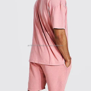 Conjunto de dos piezas para hombre más vendido, camisa y pantalones cortos de algodón en varios colores de alta calidad lavado con ácido, logotipo personalizable - Product Image 6
