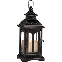 Lanterne suspendue vintage en métal, style marocain, en fer forgé brun antique, avec panneaux en verre, pour intérieur