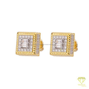 Boucles d'oreilles carrées en diamant de laboratoire, en argent sterling 925, bijoux brillants, cadeau pour hommes et femmes - Product Image 4