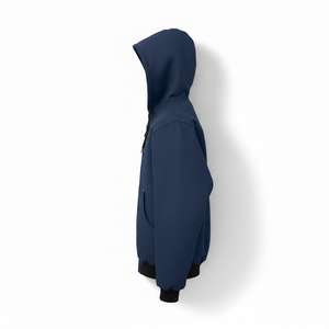 Chaqueta con Capucha y Cierre de Cremallera Alpine Trail, Color Azul Marino Sólido, Logotipo Bordado, Resistente al Viento, Ropa Casual de Invierno, Corte Regular - Product Image 4