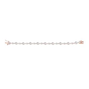Pulsera de Diamantes en Oro Rosa para Mujer, 1.43 Ct, Corte Redondo, Engaste Circular, Estilo Clásico de Cadena - Product Image 4