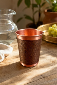 Pure <b>Copper</b> Hammered Tumbler for Ayurvedic Health Benefits Handcrafted Modern Eco-Friendly <b>Screw</b>-On Cap Home Hotel - Product Image 4
