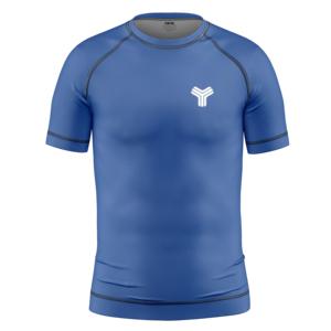 Rashguard à manches courtes personnalisé à col rond pour MMA, BJJ, surf, respirant, séchage rapide, tissu Spandex/Nylon - Product Image 3