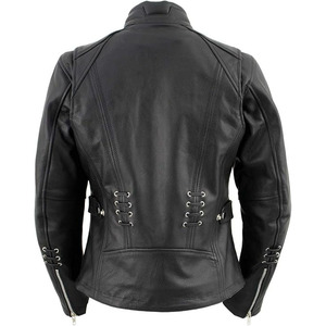 Chaqueta de Motociclista Clásica de Cuero y Textil para Mujer SAMROZ SPORTS - Uso Durante Todo el Año - Product Image 3