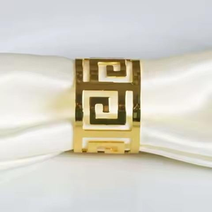 Anneau de serviette de table en métal de haute qualité, motif floral, couleur or blanc, pour mariage, fête, hôtel, décoration de table - Product Image 3