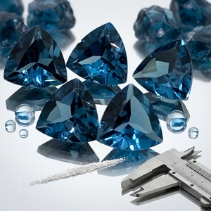 Lote al por mayor de topacio azul de Londres natural, piedras preciosas sueltas calibradas de corte trillón de 5 mm a 12 mm, calidad AAA - Product Image 4