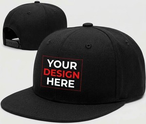 Casquette de baseball noire personnalisée à visière plate, 6 panneaux, ajustable, 100 % toile de coton, style urbain uni, pour logo de marque, décontractée - Product Image 1