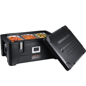 36Qt Insulated Food Pan Carrier Stackable Catering Hot Box with 3 Stainless Steel Pans <b>Top</b> <b>Load</b> LLDPE Food Warmer Cooler Box - Product Image 1