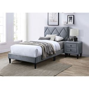 Letto matrimoniale imbottito in velluto grigio con testiera regolabile, 1 pz, mobili per camera da letto per ragazzi, letti imbottiti - Product Image 6