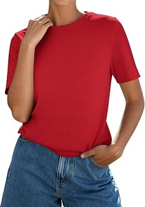 Camiseta de algodón lisa de alta calidad para mujer - Product Image 3