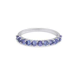 Bague Éternité en Argent Sterling 925 avec Tanzanite, Élégante Pierre Bleue-Violette, Bijou de Mariage Tendance - Product Image 4
