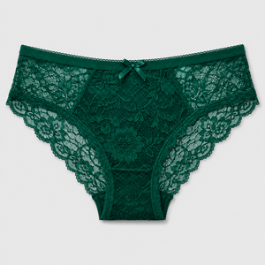 Culottes string taille basse en dentelle pour femmes, motif floral, transparentes, avec nœud à la taille, lingerie douce et respirante, vente en gros personnalisée OEM ODM - Product Image 2
