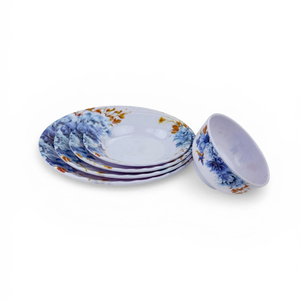 Juego de Vajilla de Melamina con Diseño Floral, Platos Hondos y Tazones con Diseño Pigmentado de Flores Azules, Apto para Lavavajillas, No Tóxico, Grado Alimenticio - Product Image 6