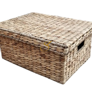 <b>Rectangular</b> Water Hyacinth <b>Basket</b>, Lidded <b>Basket</b> for Storage, Waterhyacinth Wicker <b>Basket</b>, Coastal Decor, Storage <b>Basket</b> - Product Image 4