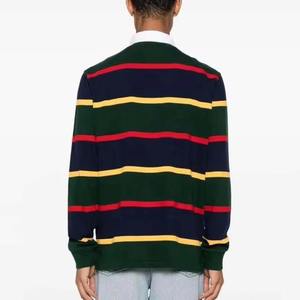 2026 Excellent Quality Men's Slim Fit <b>Stripped</b> Polo Shirts Custom Embroidery Logo Full Sleeve Long Sleeve Men's Wear Polo Shirts - Product Image 3