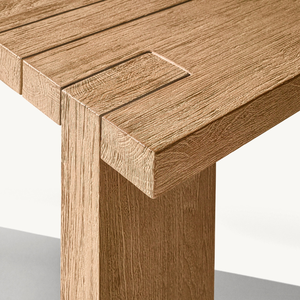 Mesa rectangular para exteriores con un estilo moderno y sencillo, hecha de madera de teca ecológica. - Product Image 6