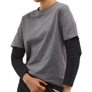 เสื้อยืดโอเวอร์ไซส์แขนยาวสองชั้น สตรีทแวร์ พิมพ์ลายกราฟิกตามสั่ง ทรงบ็อกซี่ ขาดๆ แบบดิสเทรส สำหรับผู้ชาย - Product Image 4