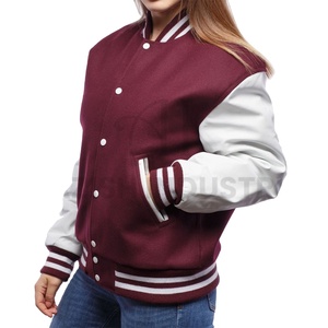 2023 Custom Lady Baseball Varsity Jacket Blanks High Quality Oversized Sleeve with Cotton Filling and <b>Viscose</b> Lining for Women - Product Image 1