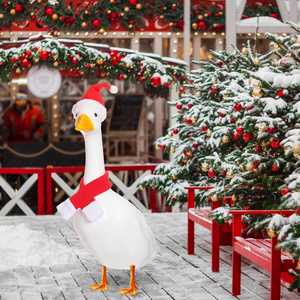 Christmas Porch Outfits Xmas Hat Lawn Plastic Cement Goose Statue Clothes Costume for Party Patio Yard Outdoor <b>Scarf</b> Style - Product Image 4