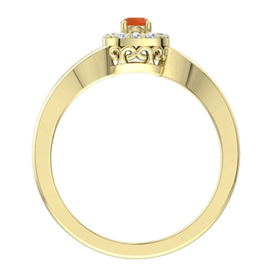 Bague halo en argent sterling 925 plaqué or avec saphir orange CZ, coupe ronde, style vintage, bague de fiançailles, bijoux fins pour femmes - Product Image 3