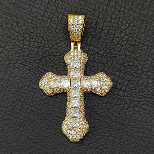 Pendentif en argent 925 de haute qualité avec diamant Moissanite, motif croix ailée, plaqué or, personnalisé, style Hip-Hop, entièrement serti de diamants, vente en gros - Product Image 2