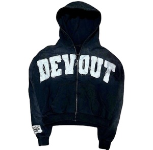 Sweat à capuche streetwear d'hiver pour homme, haute qualité, 360 GSM, ourlet brut, fonctionnel, longueur standard, délavage vintage, broderie effet vieilli, respirant - Product Image 1