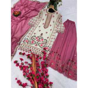 Beau haut-bas et ensemble Dupatta fantaisie pour femmes pour les fêtes - Product Image 3