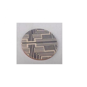 จานรองแก้วลายพิมพ์ด้วยมือดำมีลวดลายและสีอื่นๆที่รองแก้วลายกระดูกพิมพ์บนโต๊ะอาหารสำหรับชาและกาแฟ - Product Image 2