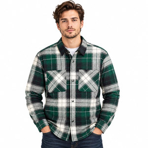 Chemise en flanelle pour homme, coupe classique, chemise de travail boutonnée, à carreaux, manches courtes, séchage rapide, avec deux poches - Product Image 2