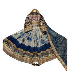 Precios al por mayor, MOQ bajo, Vestidos estilo afgano Kuchi con cuello redondo, largos hasta el suelo, transpirables, de manga larga, 100% poliéster, para boda - Product Image 1