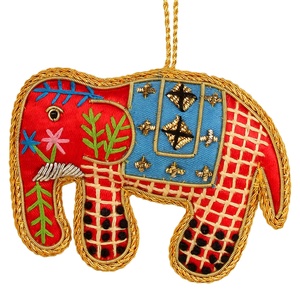 Adornos Navideños Personalizados Hechos a Mano, Adorno de Terciopelo con Cuentas Bordadas de Satén, Calcetines de Papá Noel, Elefante Jirafa - Product Image 3