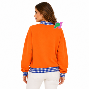 Sweat-shirt à col montant Georgia State avec lettrage et bordures à carreaux, sweat-shirt personnalisé à col montant GA, vêtement d'hiver - Product Image 4