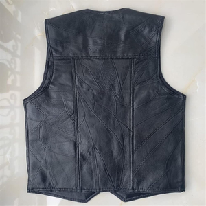Gilet en cuir premium pour homme, sans manches, décontracté, style motard vintage, vêtement d'extérieur en cuir souple et confortable - Product Image 4