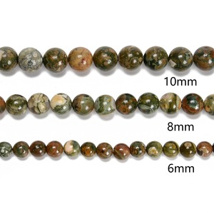 Perles Rondes en Jaspe Rhyolite de Forêt Tropicale de l'Usine Rare Gems, 15,5 pouces, Certifiées par un tiers du Rajasthan pour la Fabrication de Bijoux - Product Image 5